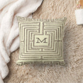 トライバルモノグラムギリシャ鍵パターンデザイン枕 クッション (ブランケット)