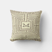 トライバルモノグラムギリシャ鍵パターンデザイン枕 クッション (正面)