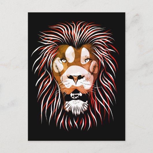 トライバルライオン顔 ポストカード (正面)