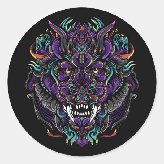 トライバルライオン ラウンドシール (正面)