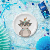 トライバルラクーン紙プレートワイルドワンウッドランドボホ ペーパープレート (パーティー)