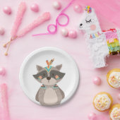 トライバルラクーン紙プレートワイルドワンウッドランドボホ ペーパープレート (パーティー)