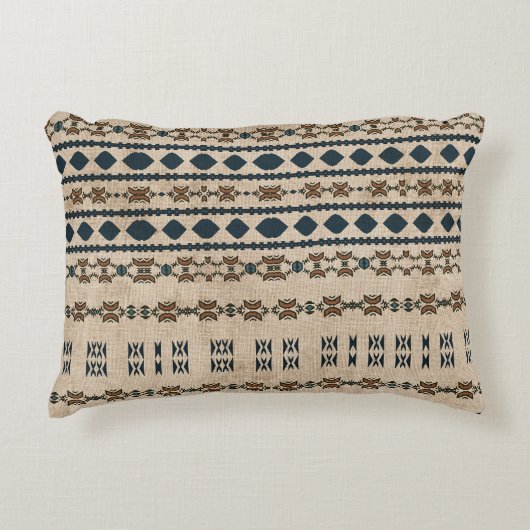 トライバルラストブルーマッドクロス装飾用クッション アクセントクッション (正面)