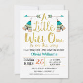 トライバルリトルワンフェイク金ゴールドシャワー招待状 招待状 (正面)