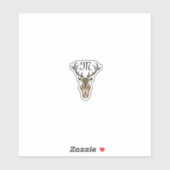 トライバルレッドスタグモノグラム輪郭 シール (シート)