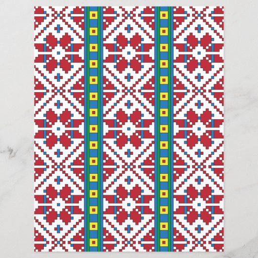 トライバルレッド、ブルー、およびホワイトスターの幾何学的パターン (裏面)