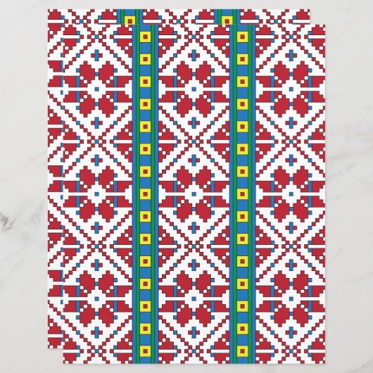 トライバルレッド、ブルー、およびホワイトスターの幾何学的パターン (正面/裏面)