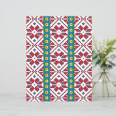 トライバルレッド、ブルー、およびホワイトスターの幾何学的パターン (スタンド正面)