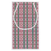 トライバルレッド、ブルー、およびホワイトスターの幾何学的パターン スモールペーパーバッグ (裏面)