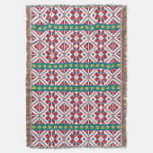 トライバルレッド、ブルー、およびホワイトスターの幾何学的パターン スローブランケット (正面縦)