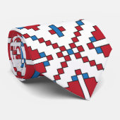 トライバルレッド、ブルー、およびホワイトスターの幾何学的パターン ネクタイ (ロール)