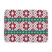 トライバルレッド、ブルー、およびホワイトスターの幾何学的パターン マグネット (横)