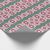 トライバルレッド、ブルー、およびホワイトスターの幾何学的パターン ラッピングペーパー (角)