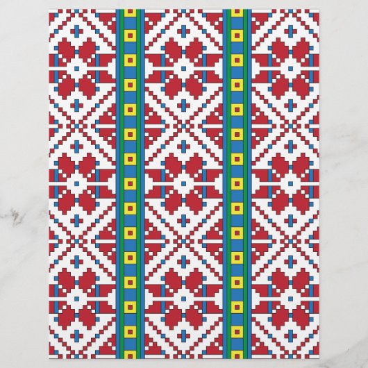 トライバルレッド、ブルー、およびホワイトスターの幾何学的パターン レターヘッド (正面)