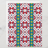 トライバルレッド、ブルー、およびホワイトスターの幾何学的パターン レターヘッド (正面/裏面)