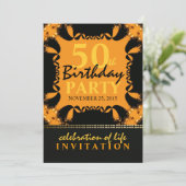 トライバルレースろうけつ染め50thバースデーパーティ招待状 招待状 (スタンド正面)