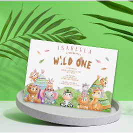 トライバルワイルドワンサファリウッドランド誕生日 招待状