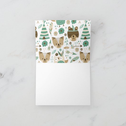 トライバルワイルドワンベイビーシャワーありがとうご注意 サンキューカード (内部)