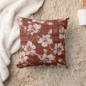 トライバルヴィンテージハワイアンハイビスカスフラワー壁紙 クッション (ブランケット)