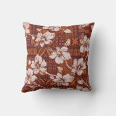 トライバルヴィンテージハワイアンハイビスカスフラワー壁紙 クッション (裏面)