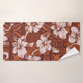 トライバルヴィンテージハワイアンハイビスカスフラワー壁紙 バスタオル (バスタオル)