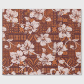 トライバルヴィンテージハワイアンハイビスカスフラワー壁紙 ラッピングペーパー (フラット)