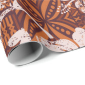 トライバルヴィンテージハワイアンハイビスカスフラワー壁紙 ラッピングペーパー (ロールコーナー)