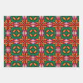 トライバル先住民アートはっきりしたインカラーパターンセット10 ラッピングペーパーシート (正面3)