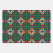 トライバル先住民アートはっきりしたインカラーパターンセット10 ラッピングペーパーシート (正面2)