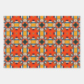 トライバル先住民アートはっきりしたインカラーパターンセット10 ラッピングペーパーシート (正面)