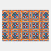 トライバル先住民アートはっきりしたインカラーパターンセット11 ラッピングペーパーシート (正面3)