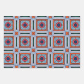 トライバル先住民アートはっきりしたインカラーパターンセット12 ラッピングペーパーシート (正面2)