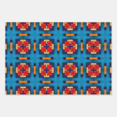 トライバル先住民アートはっきりしたインカラーパターンセット12 ラッピングペーパーシート (正面)