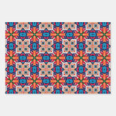 トライバル先住民アートはっきりしたインカラーパターンセット14 ラッピングペーパーシート (正面2)