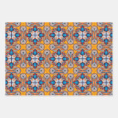 トライバル先住民アートはっきりしたインカラーパターンセット14 ラッピングペーパーシート (正面)