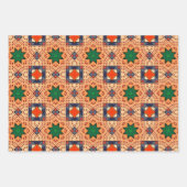 トライバル先住民アートはっきりしたインカラーパターンセット1 ラッピングペーパーシート (正面2)