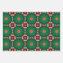 トライバル先住民アートはっきりしたインカラーパターンセット1 ラッピングペーパーシート