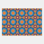 トライバル先住民アートはっきりしたインカラーパターンセット2 ラッピングペーパーシート (正面3)