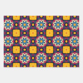 トライバル先住民アートはっきりしたインカラーパターンセット2 ラッピングペーパーシート (正面2)