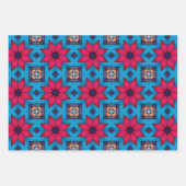 トライバル先住民アートはっきりしたインカラーパターンセット3 ラッピングペーパーシート (正面3)