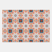 トライバル先住民アートはっきりしたインカラーパターンセット3 ラッピングペーパーシート (正面2)