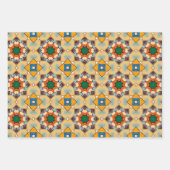 トライバル先住民アートはっきりしたインカラーパターンセット3 ラッピングペーパーシート (正面)