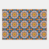 トライバル先住民アートはっきりしたインカラーパターンセット4 ラッピングペーパーシート (正面3)