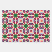 トライバル先住民アートはっきりしたインカラーパターンセット4 ラッピングペーパーシート (正面)