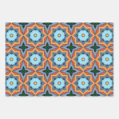 トライバル先住民アートはっきりしたインカラーパターンセット5 ラッピングペーパーシート (正面)