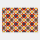 トライバル先住民アートはっきりしたインカラーパターンセット6 ラッピングペーパーシート (正面2)