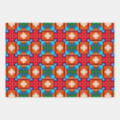 トライバル先住民アートはっきりしたインカラーパターンセット7 ラッピングペーパーシート (正面)
