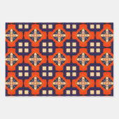トライバル先住民アートはっきりしたインカラーパターンセット8 ラッピングペーパーシート (正面2)