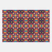 トライバル先住民アートはっきりしたインカラーパターンセット9 ラッピングペーパーシート (正面3)