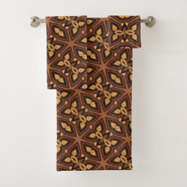 トライバル幾何学浴用タオルセット バスタオルセット